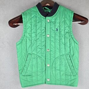 Polo Ralph Lauren Vest Boys 6 Green Quilted Nylon Puffer Sleeveless Jacket